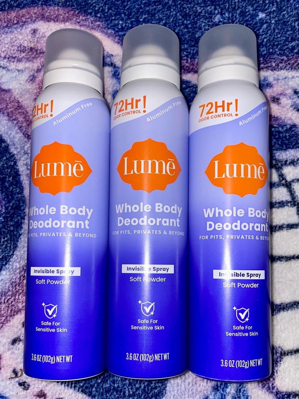 NEW LUME WHOLE BODY SPRAY DEODORANT SOFT POWDER LOT OF 2 PLUS READ!